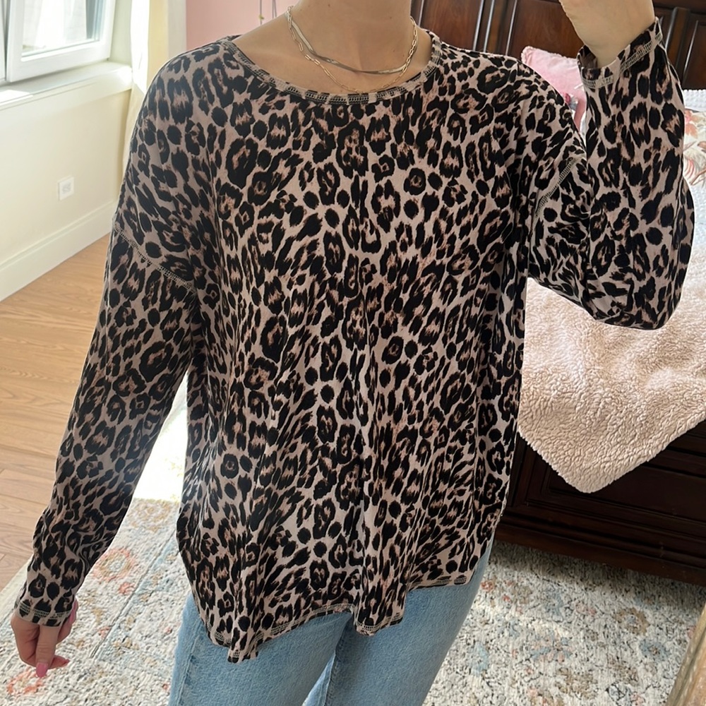 Westbound size 1x leopard print long sleeve shirt
